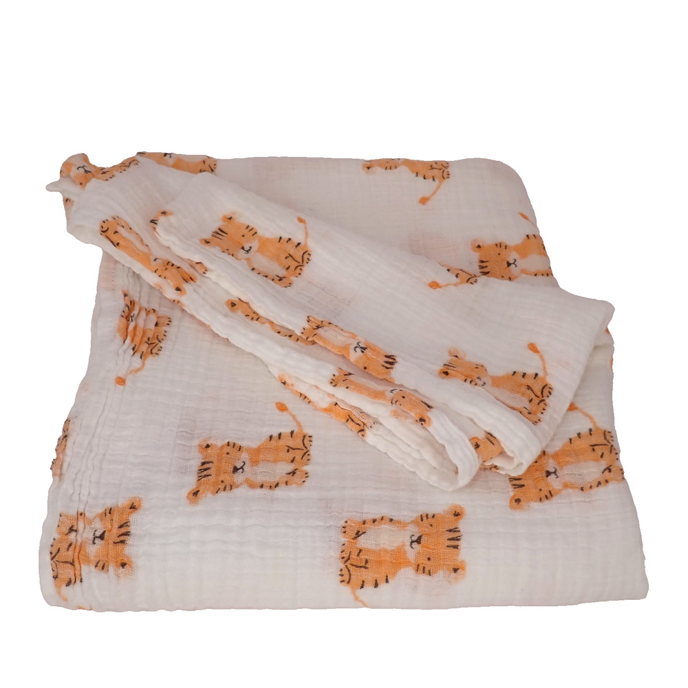 Aden Anais Jungle Tiger Muslin Cotton Swaddle Baby Blanket Receiving 42x40